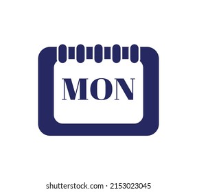 Monday calendar page icon. Vector illustration of daily calendar page. Day deadline symbol. 