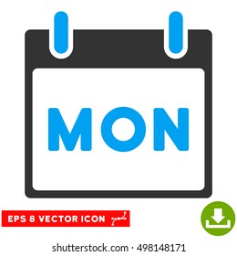 Monday Calendar Page icon. Vector EPS illustration style is flat iconic bicolor symbol, blue and gray colors.