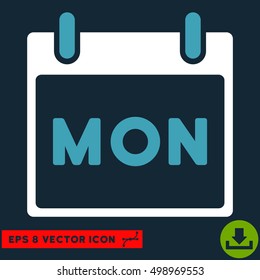 Monday Calendar Page icon. Vector EPS illustration style is flat iconic bicolor symbol, blue and white colors.