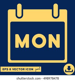 Monday Calendar Page icon. Vector EPS illustration style is flat iconic symbol, yellow color.