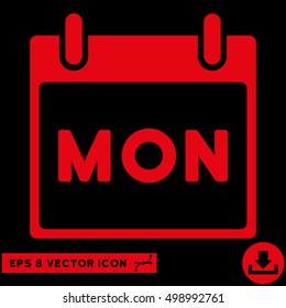 Monday Calendar Page icon. Vector EPS illustration style is flat iconic symbol, red color.