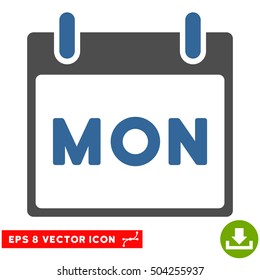 Monday Calendar Page icon. Vector EPS illustration style is flat iconic bicolor symbol, cobalt and gray colors.