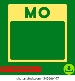 Monday Calendar Page icon. Vector EPS illustration style is flat iconic symbol, yellow color.