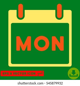 Monday Calendar Page icon. Vector EPS illustration style is flat iconic bicolor symbol, orange and yellow colors.