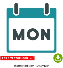Monday Calendar Page icon. Vector EPS illustration style is flat iconic bicolor symbol, soft blue colors.