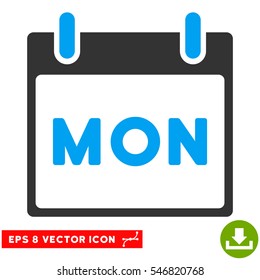 Monday Calendar Page icon. Vector EPS illustration style is flat iconic bicolor symbol, blue and gray colors.