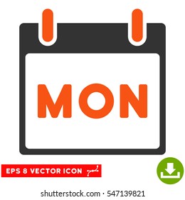 Monday Calendar Page icon. Vector EPS illustration style is flat iconic bicolor symbol, orange and gray colors.