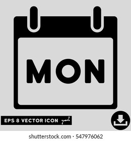 Monday Calendar Page icon. Vector EPS illustration style is flat iconic symbol, black color.