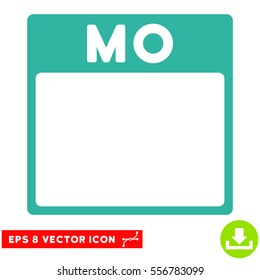 Monday Calendar Page icon. Vector EPS illustration style is flat iconic symbol, cyan color.