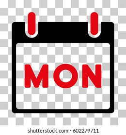 Monday Calendar Page icon. Vector illustration style is flat iconic bicolor symbol, intensive red and black colors, transparent background. Designed for web and software interfaces.