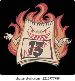 monday calendar vector illustration design like hell