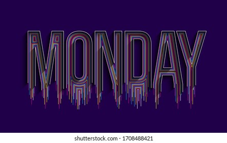Monday Calligraphic line art Text shopping poster vector illustration Design.