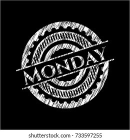 Monday chalk emblem written on a blackboard