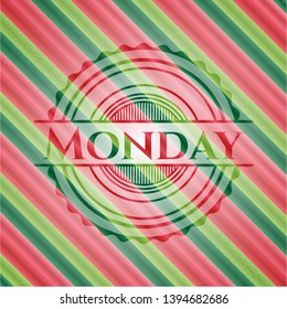 Monday christmas style emblem. Vector Illustration. Detailed.