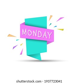 MONDAY. Colored banner with the name of the day of the week. Stock vector illustration