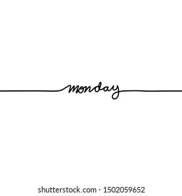 Monday, day of the week in a continuous line, on a white background.