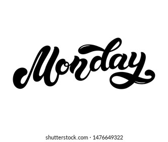 Monday. Day of the week. Hand drawn lettering. Vector illustration. Best for calendar design