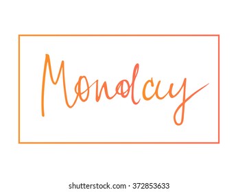 Monday. A day of a week. Weekdays vector design element