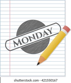 Monday draw with pencil effect