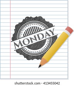 Monday drawn in pencil