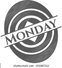 Monday drawn with pencil strokes