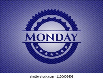 Monday emblem with denim high quality background