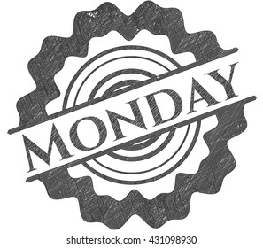 Monday emblem draw with pencil effect