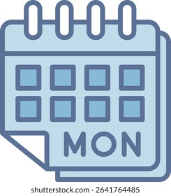 Monday Filled Blue Tone Icon