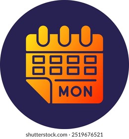 Monday Glyph Circle Gradient Icon