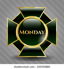 Monday gold badge or emblem