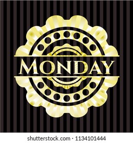 Monday gold emblem or badge