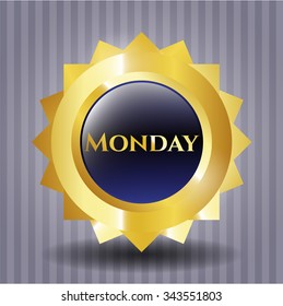 Monday gold emblem or badge