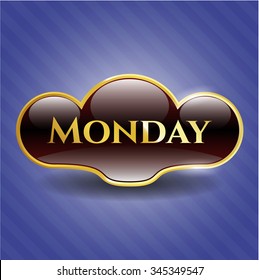 Monday gold emblem or badge