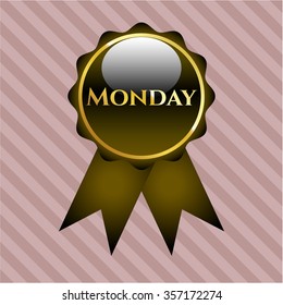 Monday gold shiny badge