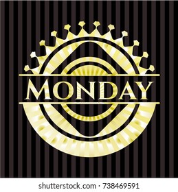 Monday golden emblem or badge