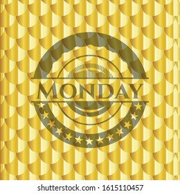 Monday golden emblem. Scales pattern. Vector Illustration. Detailed.