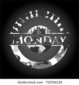 Monday grey camouflaged emblem