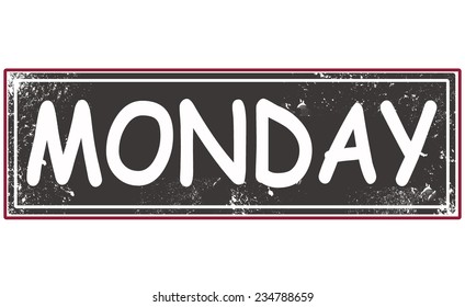 monday grunge stamp with on vector illustration