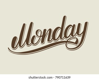 Monday hand drawn lettering vector illustration. Calligraphy handwritten logo.