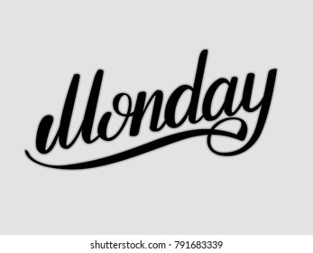 Monday hand drawn lettering vector illustration. Calligraphy handwritten logo.