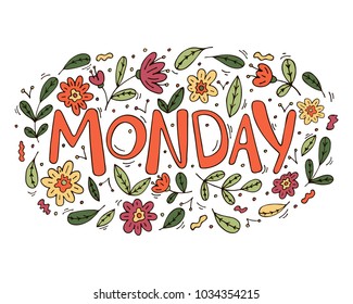 Monday - hand drawn word for posters, wall art, calendars, invitations. Vector design.