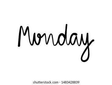 Monday hand lettering on white background.