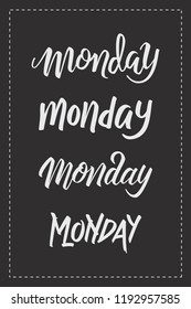 Monday Hand Lettering Vector Words Brush Calligraphy for Headline, Title, Quotes, Holiday and Graphic Elements