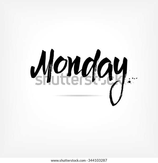 Monday Hand Written Brush Typography Isolated Stock Vector (Royalty ...