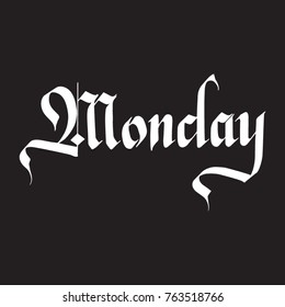 Monday handwriting script calligraphy and lettering calender