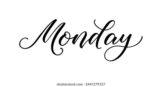 Monday - Handwritten inscription in calligraphic style on a white background. Vector illustration