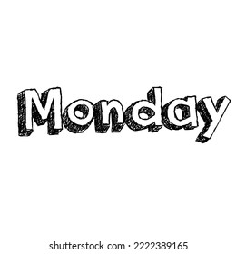 Monday, handwritten lettering. Script written of brush pen. Design of hand-drawn vintage lettering