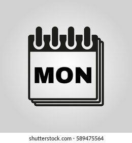Monday icon. Mon and calendar, data symbol. Flat design. Stock - Vector illustration