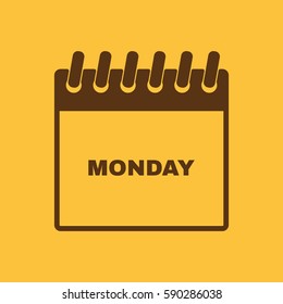 Monday icon. Mon and calendar, data symbol. Flat design. Stock - Vector illustration