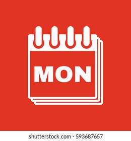 Monday icon. Mon and calendar, data symbol. Flat design. Stock - Vector illustration